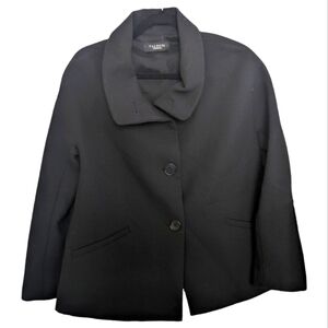 Talbots Jackie Fit Wool Blend Black Classic Blazer Size 14 EUC